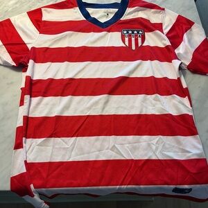 Nike Red and White Striped USA Soccer Jersey